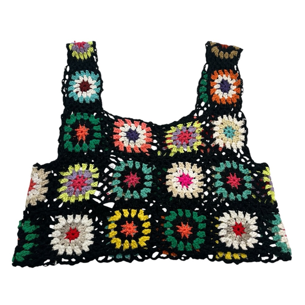 India Boutique Multicolor Crochet Crop Top